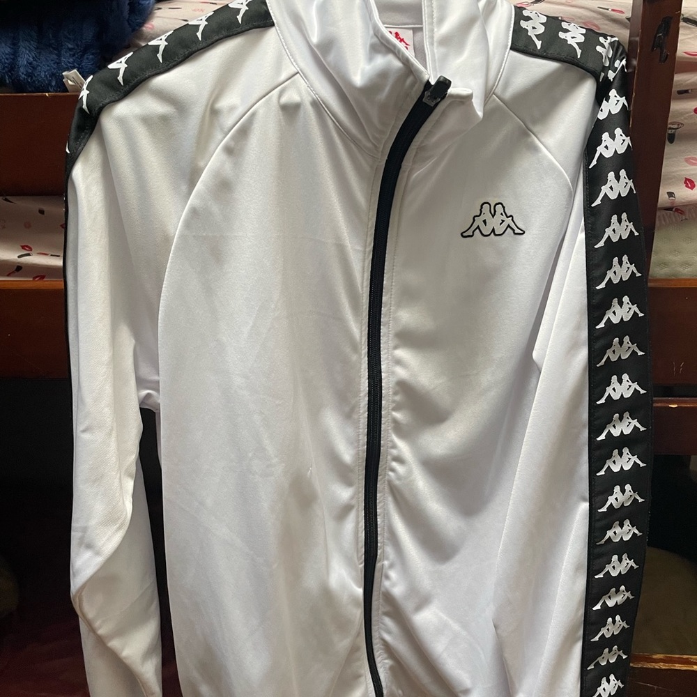 White and black Kappa track jacket size medium